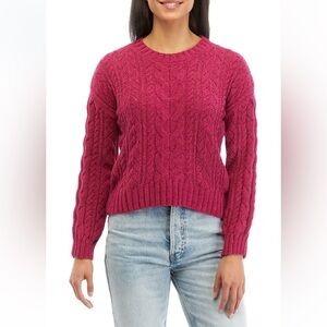 NWT | Hippie Rose | Juniors Chenille Cable Knit Sweater in Mystic Magenta